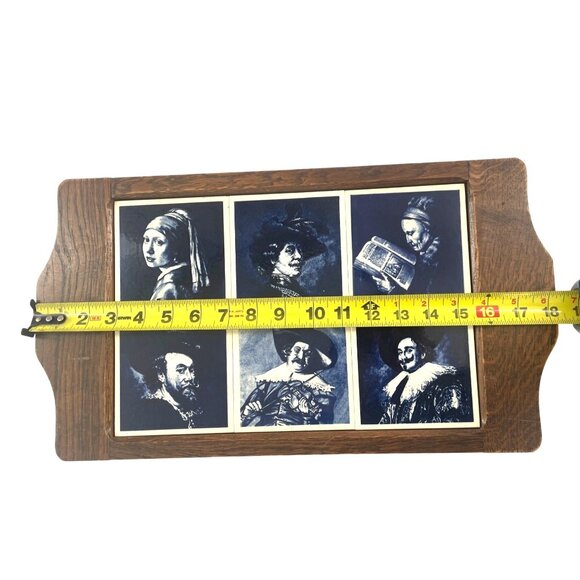 Vintage Delft Blue Wooden Serving Tray Dutch Masters Art Tiles Netherlands - Picture 4 of 4